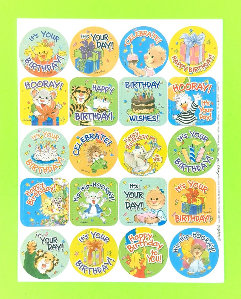 Eureka Suzy’s Zoo Birthday Sticker Sheet