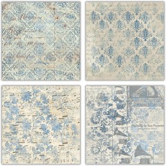 XERE 40 Sheets Blue Scrapbook Paper, 6×6 Ephemera Pattern Paper Pack for Journal