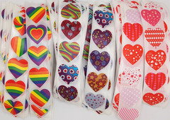 30 Heart Stickers/Various Styles/Scrapbooking/Crafts/Valentines/Journal/1 inch