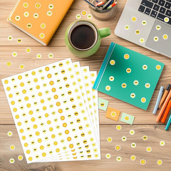 3000PCS Small Sun Stickers for Arts & Crafts, Mini Sunshine Sticker Bulk, 10 Des