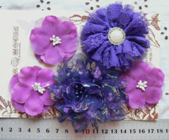 PURPLE & PHLOX PURPLE Mix Fabric 5 Flower Mix 50-80mm Manor House