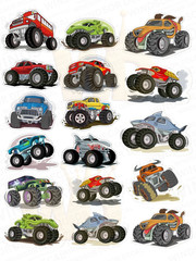 17 PCS Monster Truck Sticker, Glossy Finish Vinyl Stickers