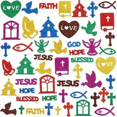 Christian Glitter Stickers Religious Foam Stickers 360Pcs