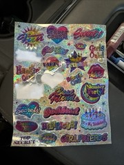 Vintage Lisa Frank Sticker Sheet Holographic Sparkly Metallic Girl Power