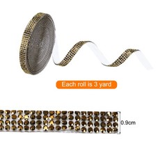 0.35 Inch Self Adhesive Rhinestone Strips 3 Yard for Crafts,Gold