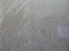 148 Pearl Rose on Ivory ENVELOPE SEALS Wedding Labels Round Stickers NEW
