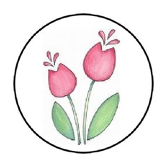48 PINK TULIPS ENVELOPE SEALS LABELS STICKERS 1.2″ ROUND