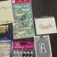 Mixed Scrapbooking Embellishments Lot Rhinestones Stickers Charms Craft