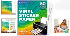 Customizable Waterproof Sticker Paper – 50 Matte Sheets for DIY Crafts 8.5×11