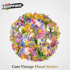 320Pcs Flower Stickers, Cute Vintage Floral Sticker for Kids, Clear Wildflower S