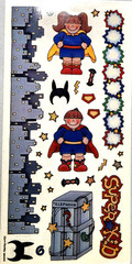 Provo Craft 2000 Super Kid City Super Heroes Clear Stickers Scrapbook NOS
