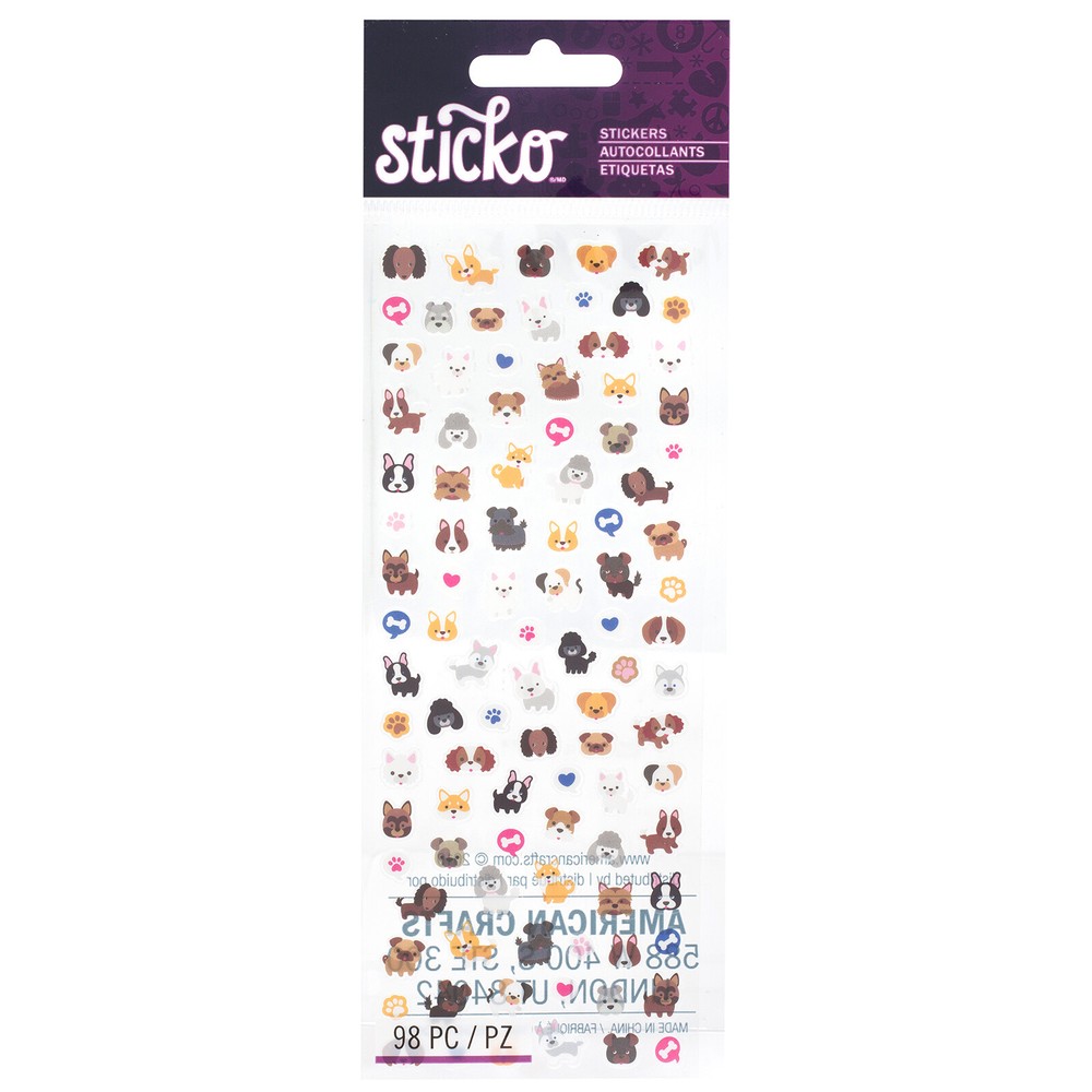 Craft Planner Tiny Stickers Sticko Dogs Paw Prints Bones Different Poses Repeats