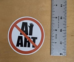 Set of 2 No AI Art No AI Slop 6 Fingered 3×3 Inch Vinyl Die Cut Glossy Stickers