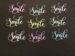 «Smile» word die cut embellishments Choose Color 6 pcs 1-1/2″ x 2-1/4″