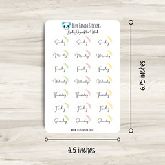 Boho Days of the Week Functional Sticker Sheet Cute Planner Journal Stationery