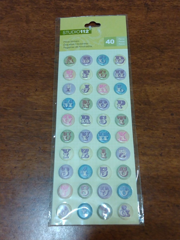 Studio 112 Alphabet Pillow Stickers Scrapbooking Card Making NIP