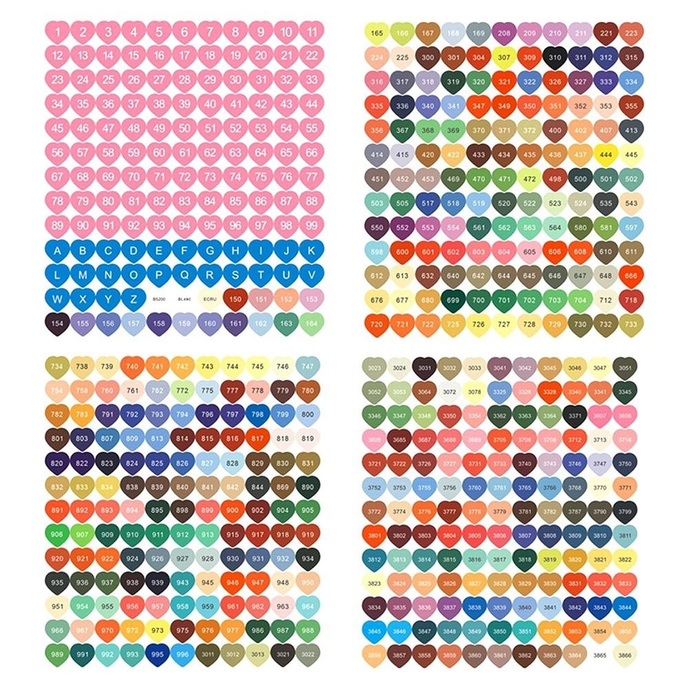 Sticker Label Set, Heart Labels Colored Number Stickers, Art Storage2221