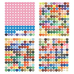 Sticker Label Set, Heart Labels Colored Number Stickers, Art Storage2221