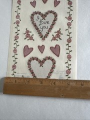 I Love You Sticker ROLL Daisy D’s Scrapbook Stickers Heart Flowers Pink Border