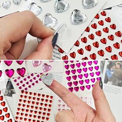 516Pcs Heart Gem Stickers Self Adhesive Heart Rhinestones for Crafting Face Hair