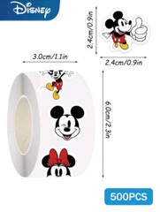 500 pc Sticker Roll Disney Mickey Mouse And Friends Semi Gloss Self Adhesive NEW