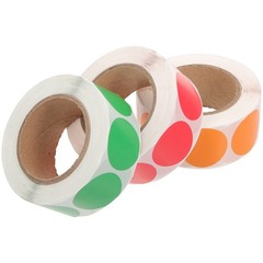 3 Rolls Round Labels Colorful Dot Stickers Coloured Sticky Circle Thermal
