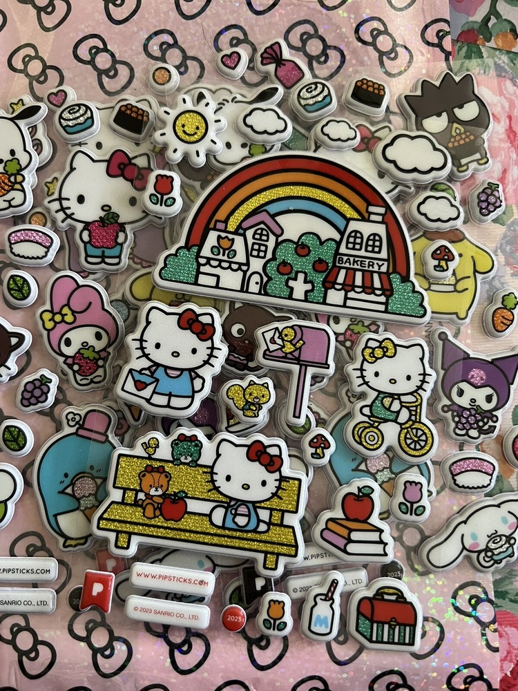 PIPSTICKS 5 Sheets 2023-2024 Puffy Stickers Hello kitty Sheet Stickers Sanrio