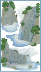 RARE Jolees VELLUM WATERFALLS Mountains Trees Card Making 3D Scrapbook Stickers