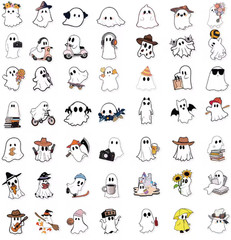 👻 50pc CUTE Ghost Themed Glossy Stickers – FREE SHIPPING