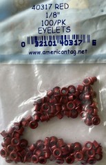 RED 1/8” ROUND METAL EYELETS (100pc)Lost Art Treasures •Christmas•Holes•Berry•