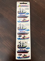 Vintage Sealed Sticker Sheet Sandylion Ships Boats Mylar Ocean Clouds foil Shiny