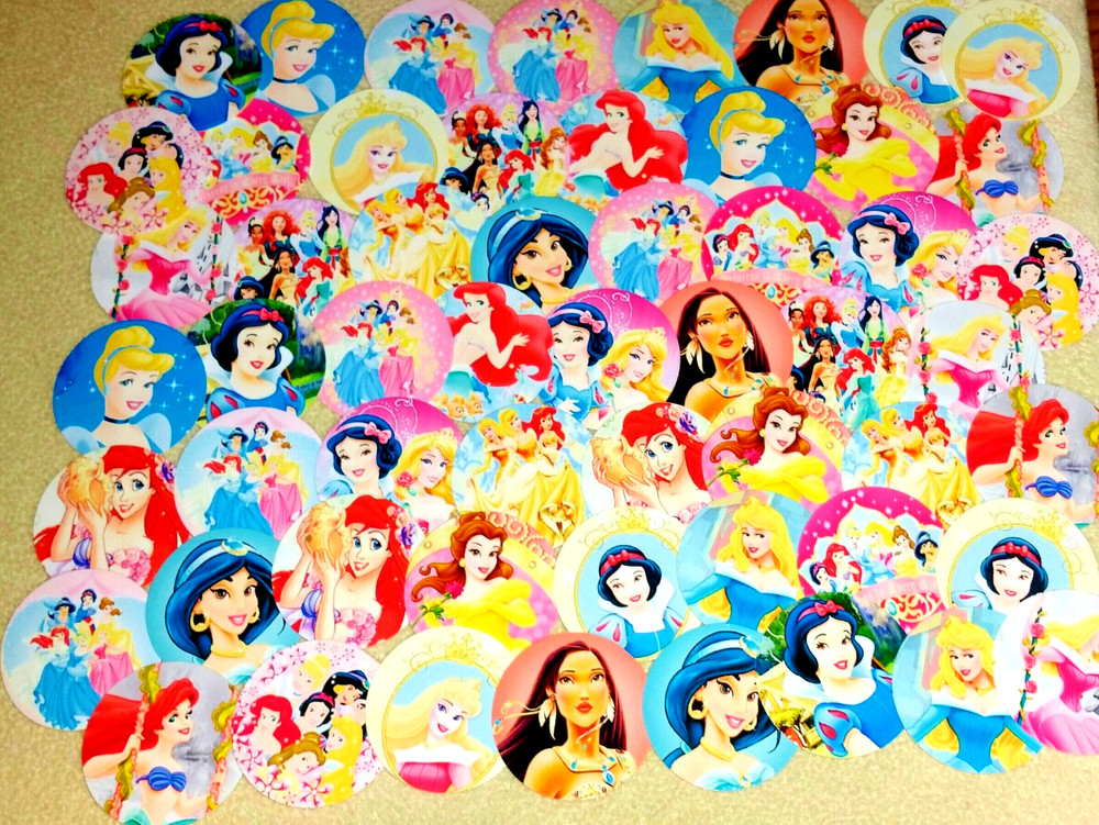 SET of 100-1″ PRECUT «PRINCESS» BOTTLECAP IMAGES Hairbows,Scrapbooking