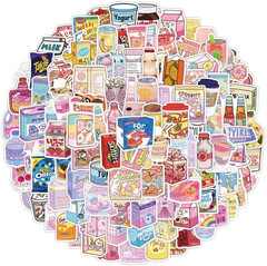 100Pcs Cute Snack, Food, and Drink Stickers Set – Kawaii Small Stickers for T…