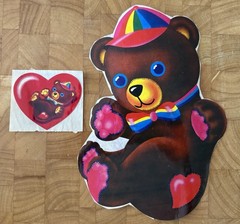 Lisa Frank Jumbo And Heart Teddy Bear Stickers 1983 1984 Rare