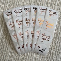 24 Thank You Stickers, 1.5 inch Rose Gold Foil Envelope Seals