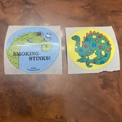 Vintage Set Of 2 Dinosaurs Sticker Mods 2” Inches Ea. Roughly