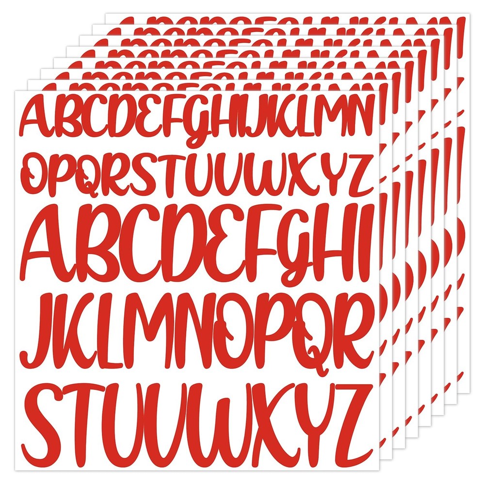 416pcs 8 Sheets Letter Stickers, 1 inch 2 Large Capital Self M, Red