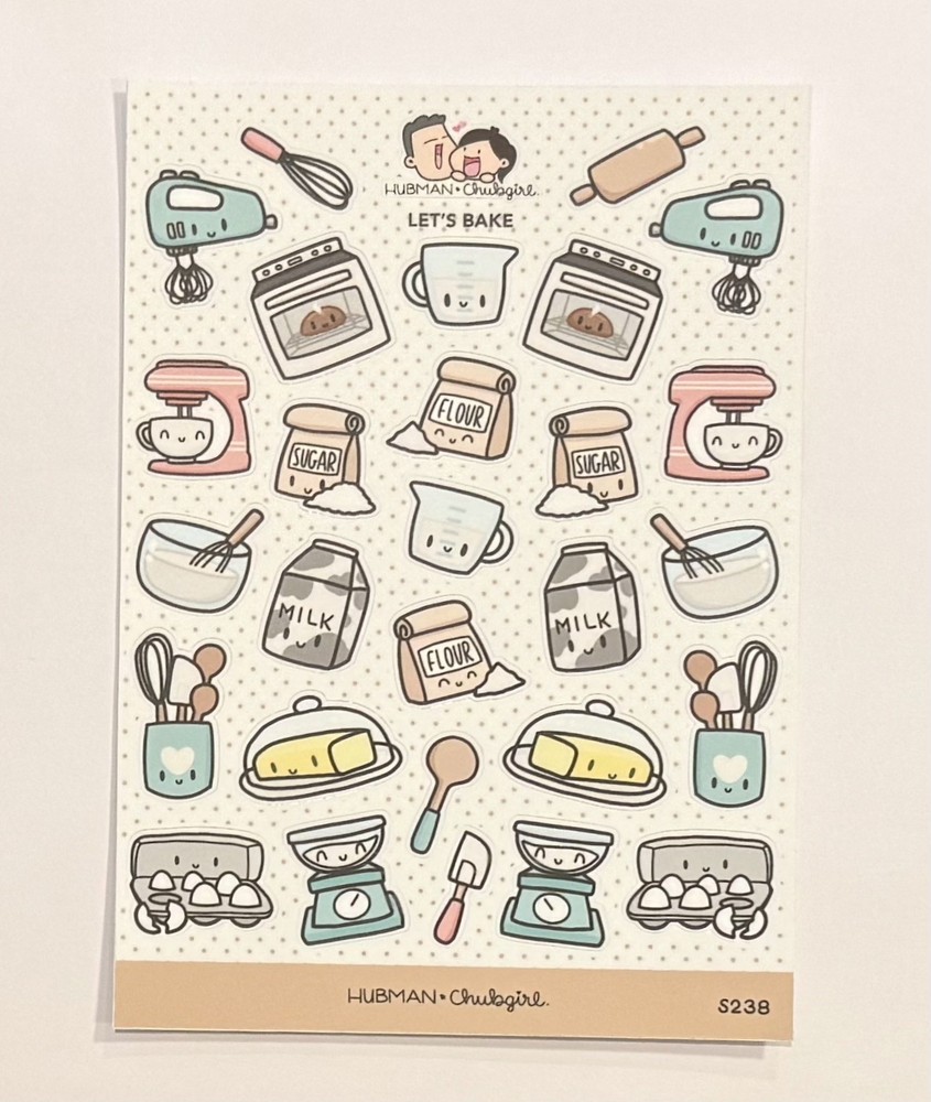 Hubman and Chubgirl Let’s Bake Vinyl Sticker Sheet NEW