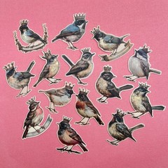 Bird with Crown Stickers Spring Junk Journal Collage Scrapbooking