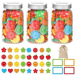 249 PCS Reward Jar Kids Classroom Coin Behavioral Tool Wood Slice Tag