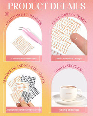 6 Sheets 0.11inch Tiny Letter Stickers Self Adhesive Alphabet Number Sticker Res