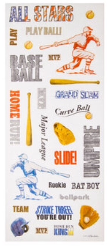 Baseball Phrase Scrapbook Stickers 5” x 12”