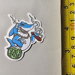STONER SHARK SMOKING BLUNT WEED BUDS 420 GANJA HERB STICKER S64 SMOKE MARIJUANA