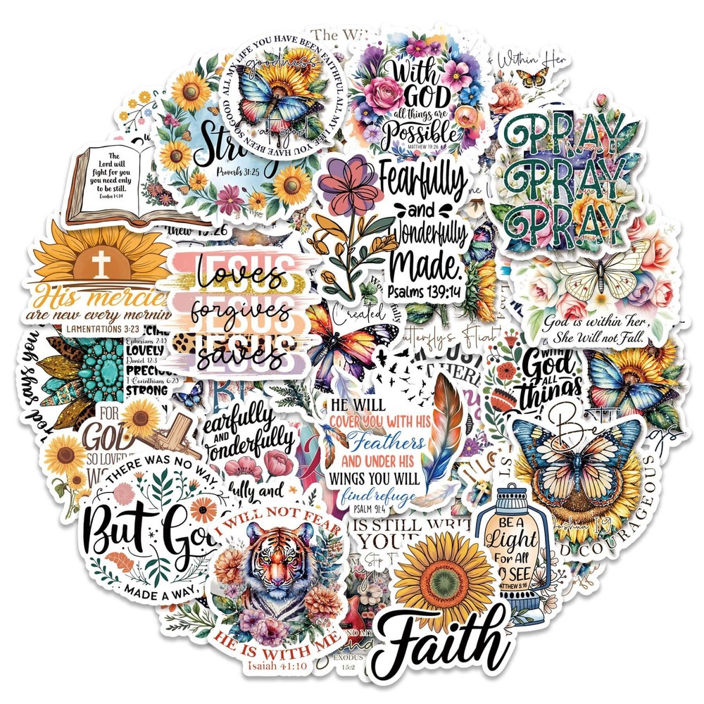 100 Pcs Christian Faith Stickers – Bible Verse & Inspiration Quotes | Christ
