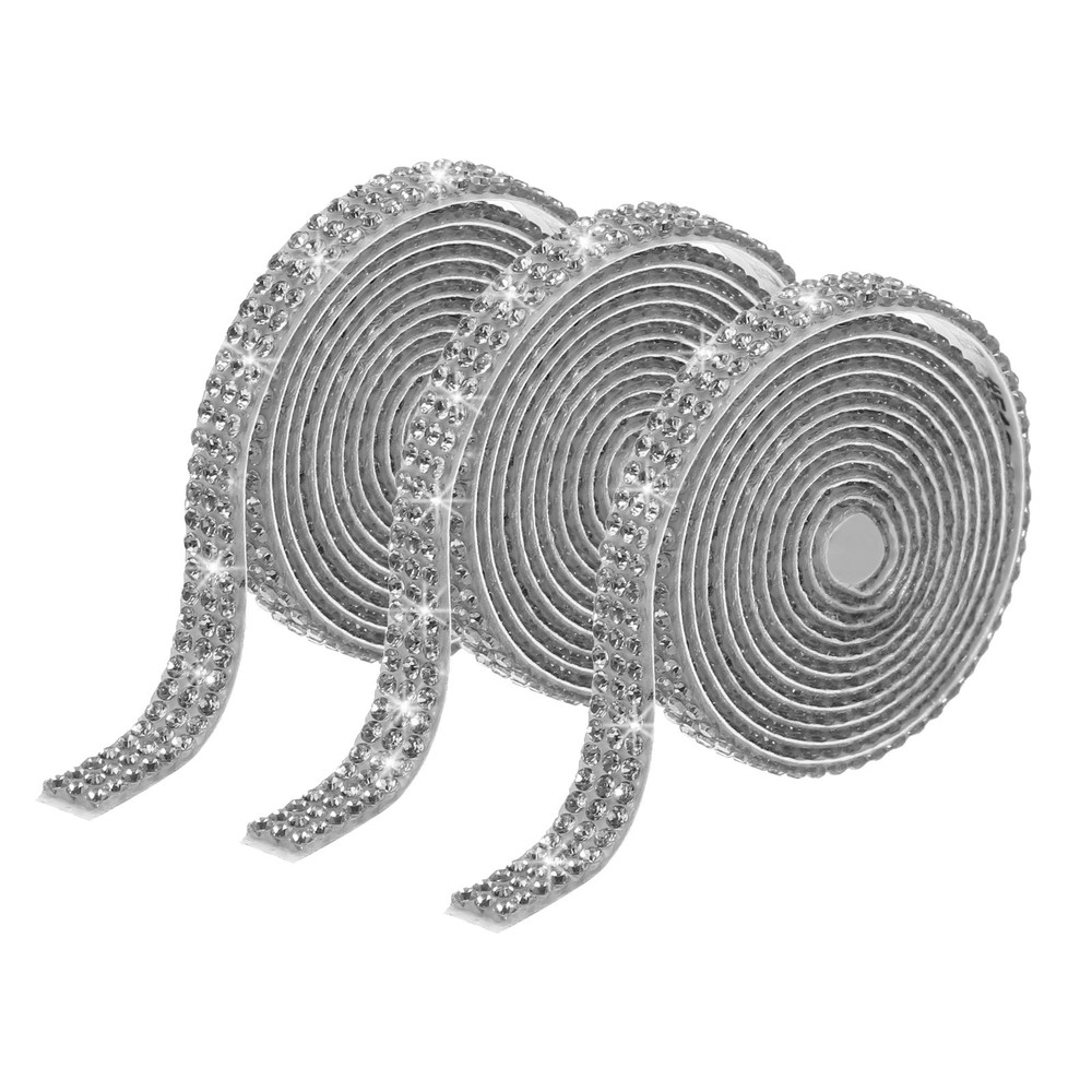0.3 Inch 3 Yards Self Adhesive Crystal Rhinestone Diamond Ribbon Grey