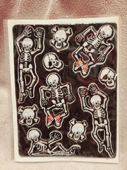 Vintage Hallmark Google Wiggle Eyes Puffy Skeleton Skull Stickers Halloween New