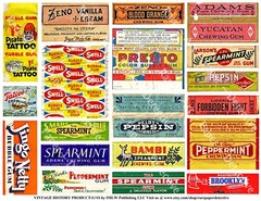 Advertising Labels, Gum Wrapper Kitchen Stickers, 1 Scrapbook Art Sheet