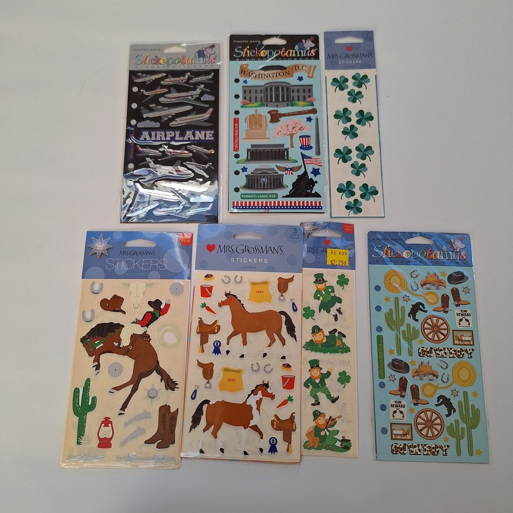Lot of 1980’s Sticker Mods 1983 Mrs Grossman Horses Stickopotamus Western Clover