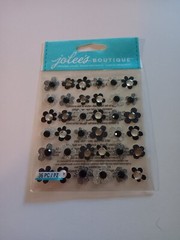 Crafts Stickers Jolee’s Mini Flowers Black Silver Glitter Gems Crystals Repeats