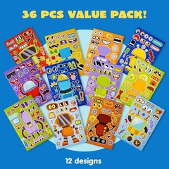 Creative Mix and Match Robot Stickers – 36 Sheets for Endless Fun and Teamwork